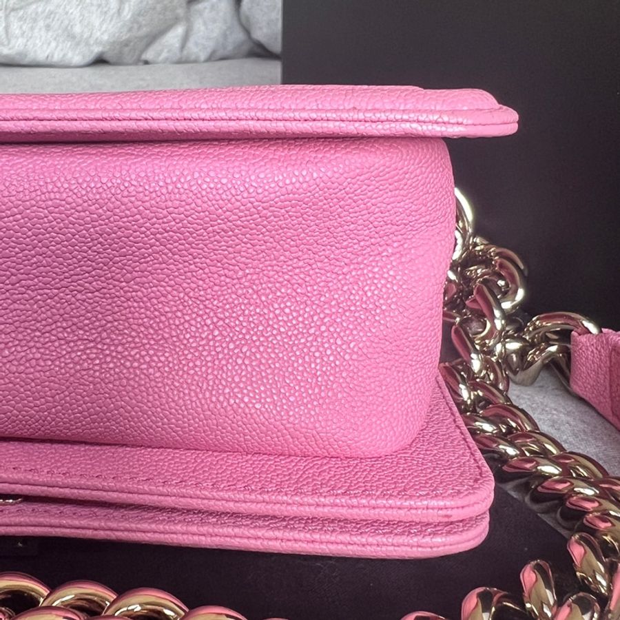 Chanel Boy 20粉金荔枝皮-9