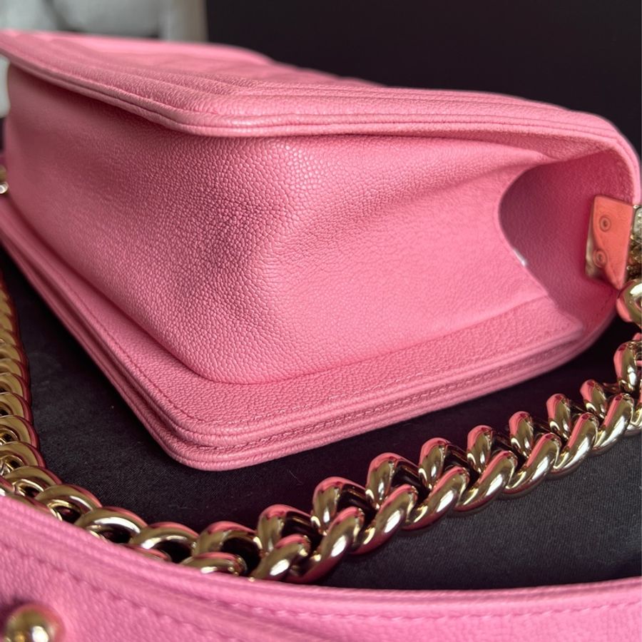 Chanel Boy 20粉金荔枝皮-10