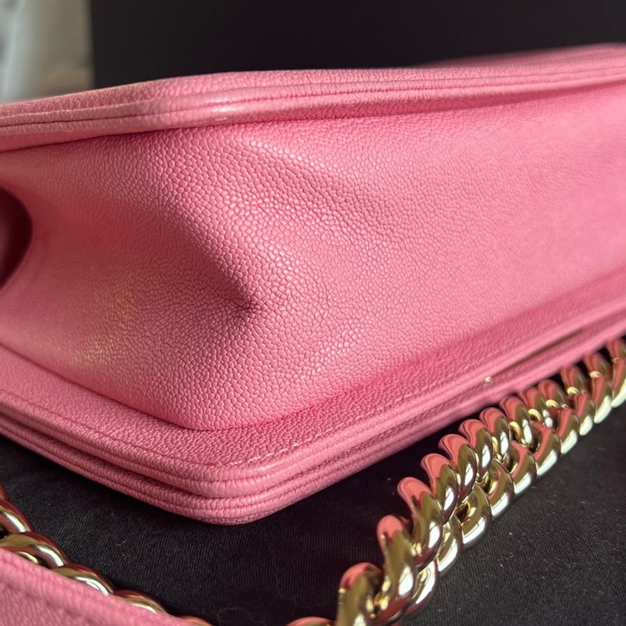 Chanel Boy 20粉金荔枝皮-12