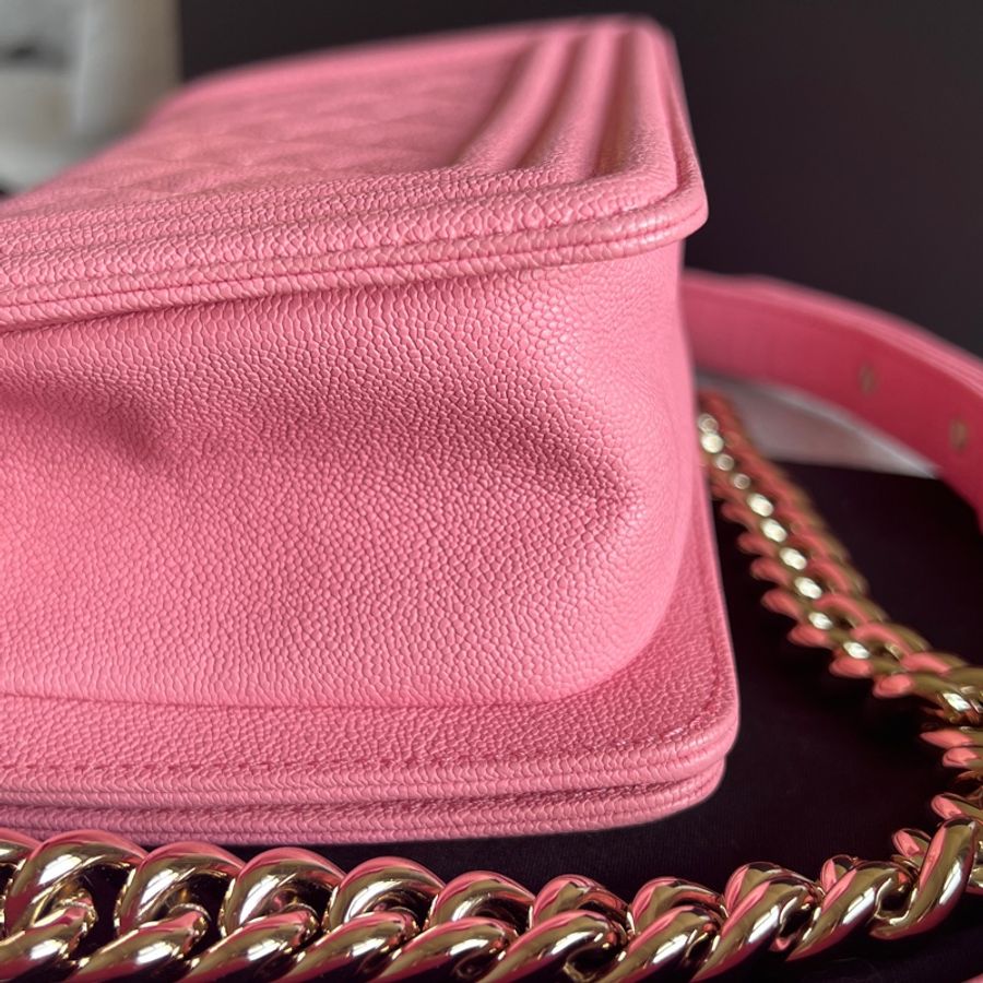 Chanel Boy 20粉金荔枝皮-13