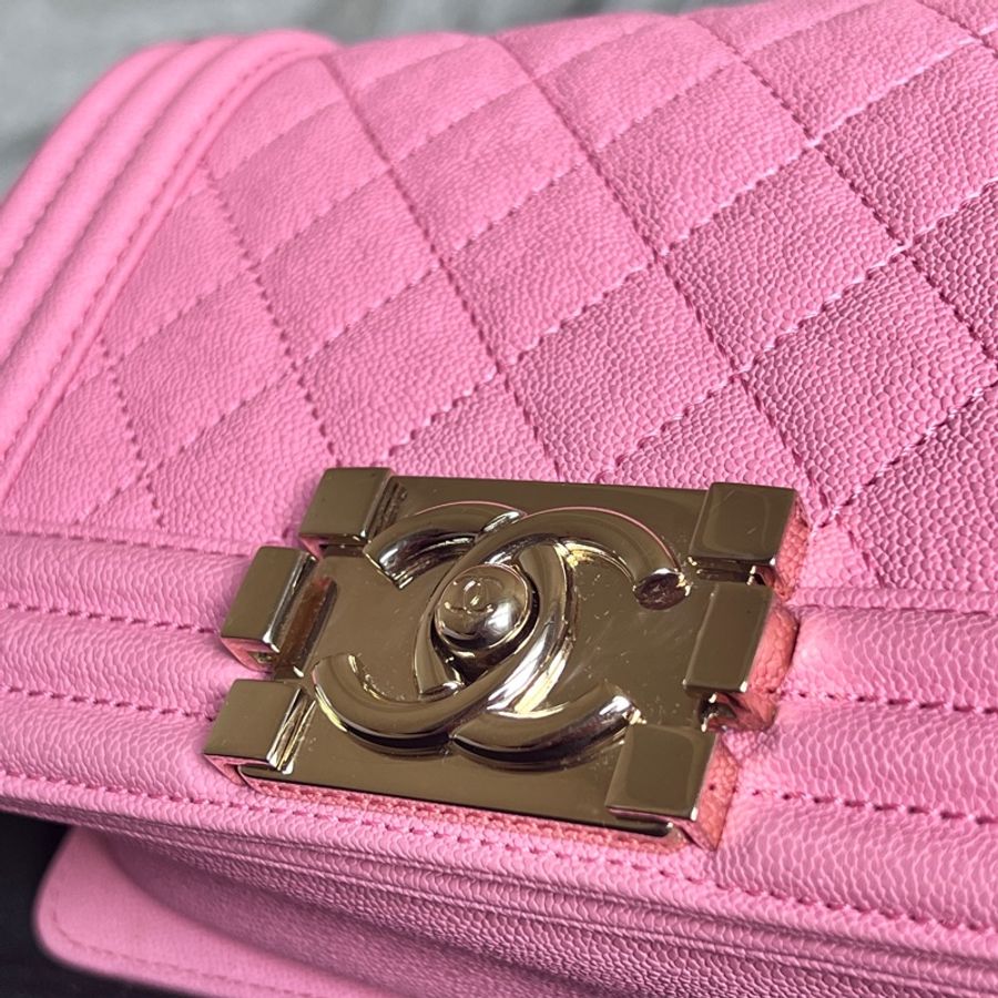 Chanel Boy 20粉金荔枝皮-14