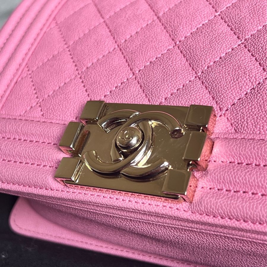Chanel Boy 20粉金荔枝皮-19