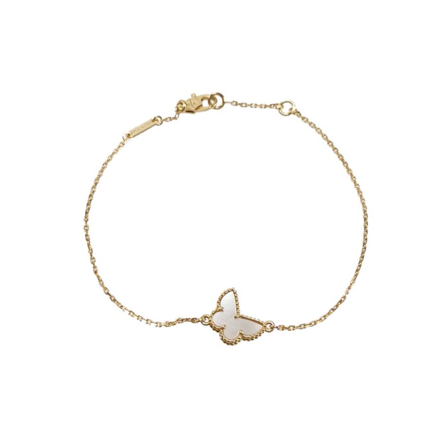 Van Cleef & Arpels 梵克雅寶 Sweet Alhambra18K黃金貝母蝴蝶手鍊-0