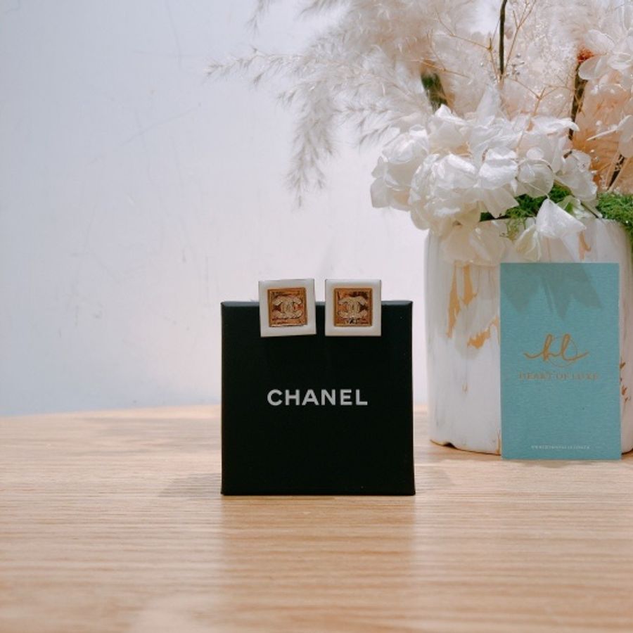 Chanel 香奈兒方形雙C 耳環Square CC Logo Earrings-0