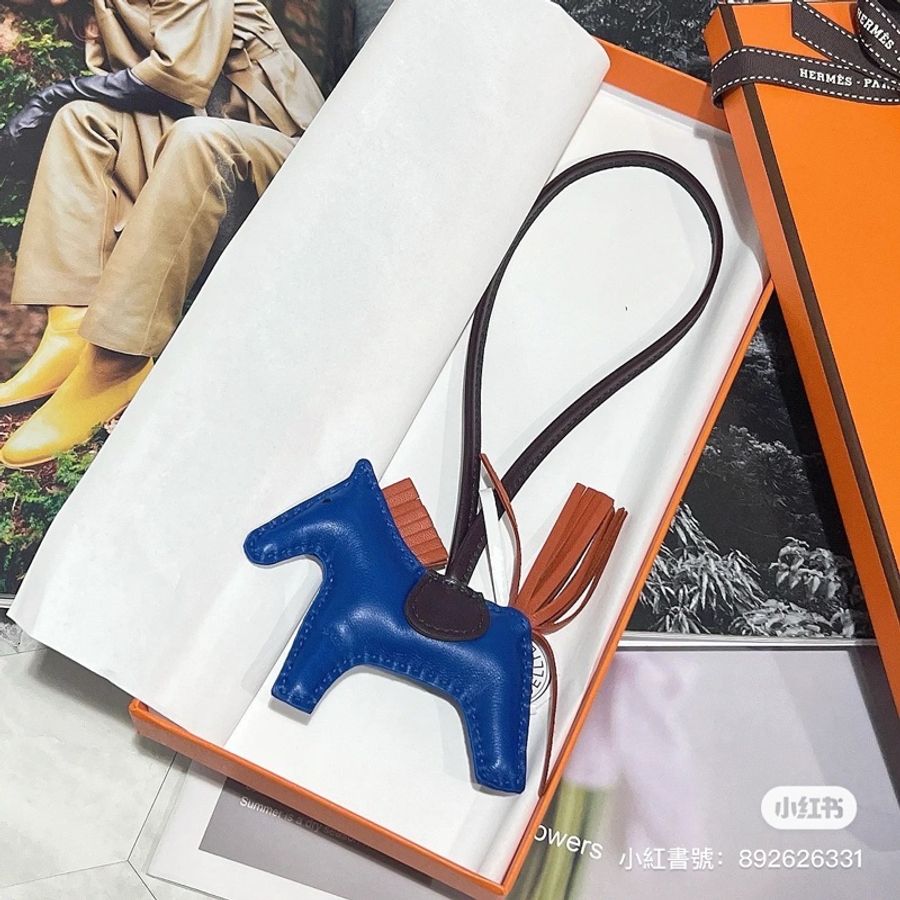 Hermes 愛馬仕 小馬 Rodeo PM 吊飾 掛飾 法國藍/紅玉髓/馬鞍紅 U刻-2