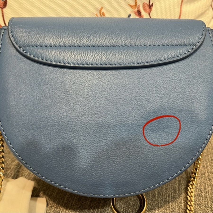 SEE BY CHLOE Mara Evening 金屬框牛皮斜背馬鞍包(月光藍)-12