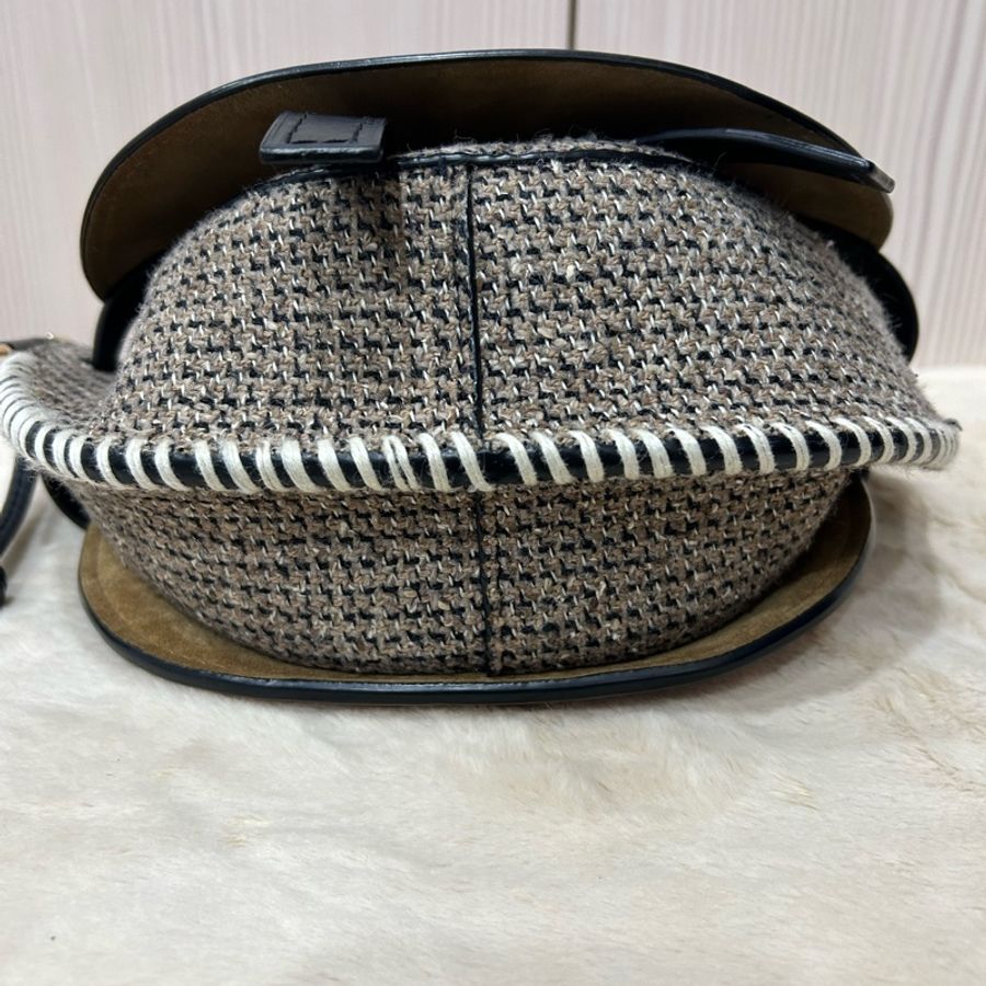 Loewe small gate 小號 毛呢針織皮革拼接馬鞍包-12