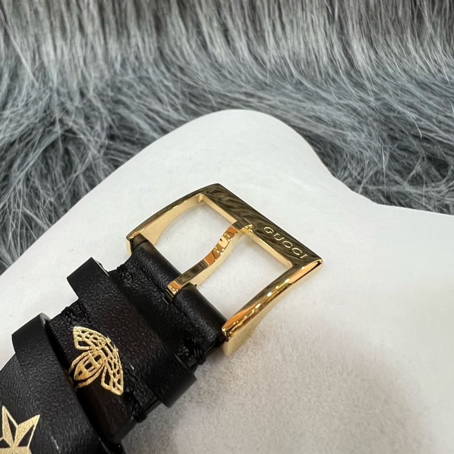 Gucci YA1264055 金色 蜜蜂 星星 黑面 38MM 手錶 腕錶 精品錶-3