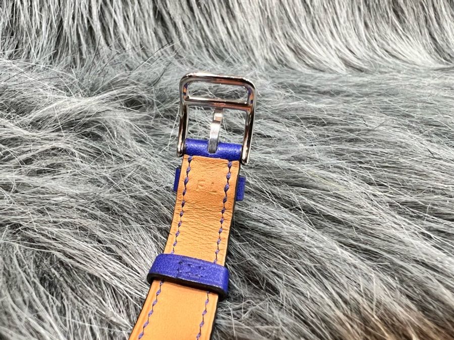 Hermes Cape Cod 不銹鋼 原鑲鑽圈 母貝 藍色 皮錶帶 21x31MM 手錶 腕錶 精品錶 瑞士錶-8