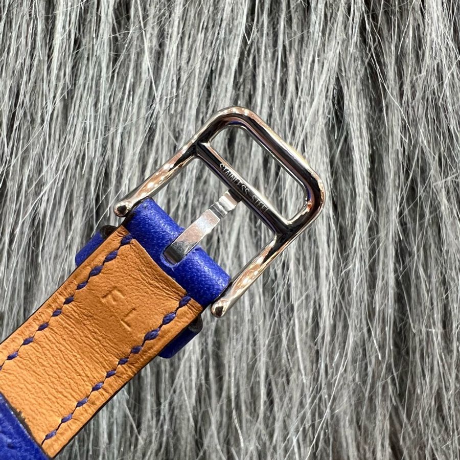 Hermes Cape Cod 不銹鋼 原鑲鑽圈 母貝 藍色 皮錶帶 21x31MM 手錶 腕錶 精品錶 瑞士錶-10