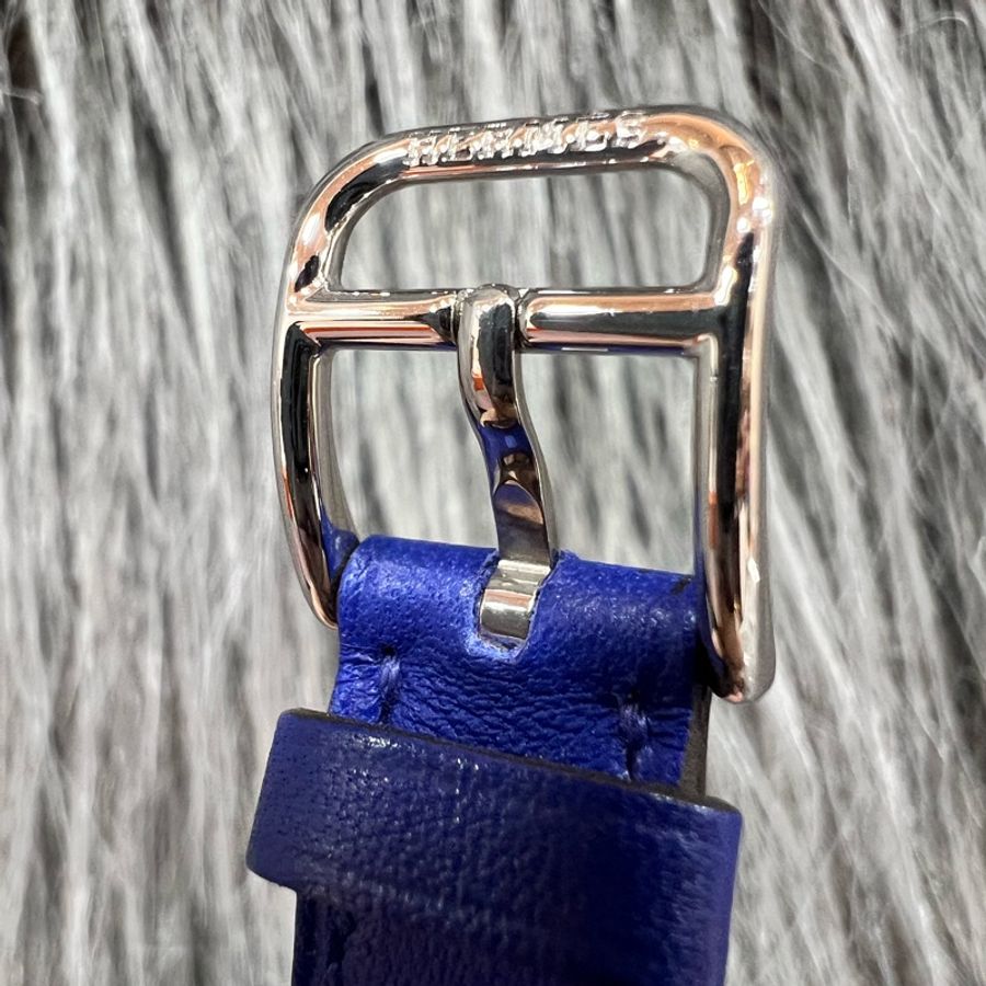 Hermes Cape Cod 不銹鋼 原鑲鑽圈 母貝 藍色 皮錶帶 21x31MM 手錶 腕錶 精品錶 瑞士錶-11