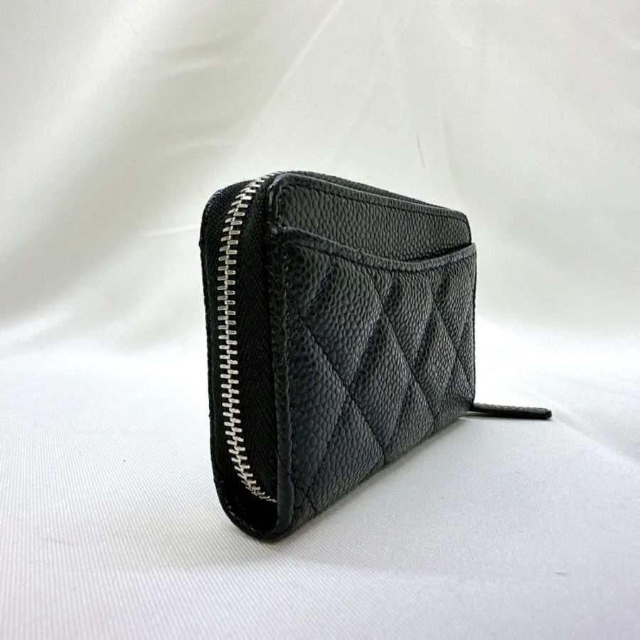 CHANEL 全新經典荔枝牛皮拉鍊零錢包-5