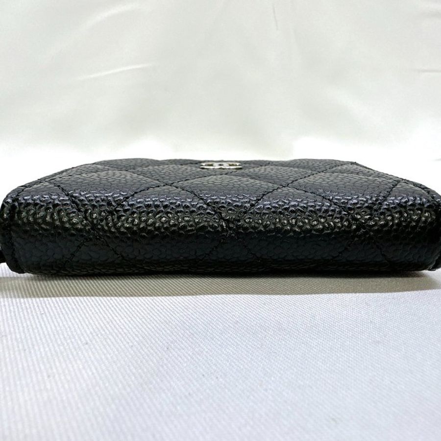 CHANEL 全新經典荔枝牛皮拉鍊零錢包-10
