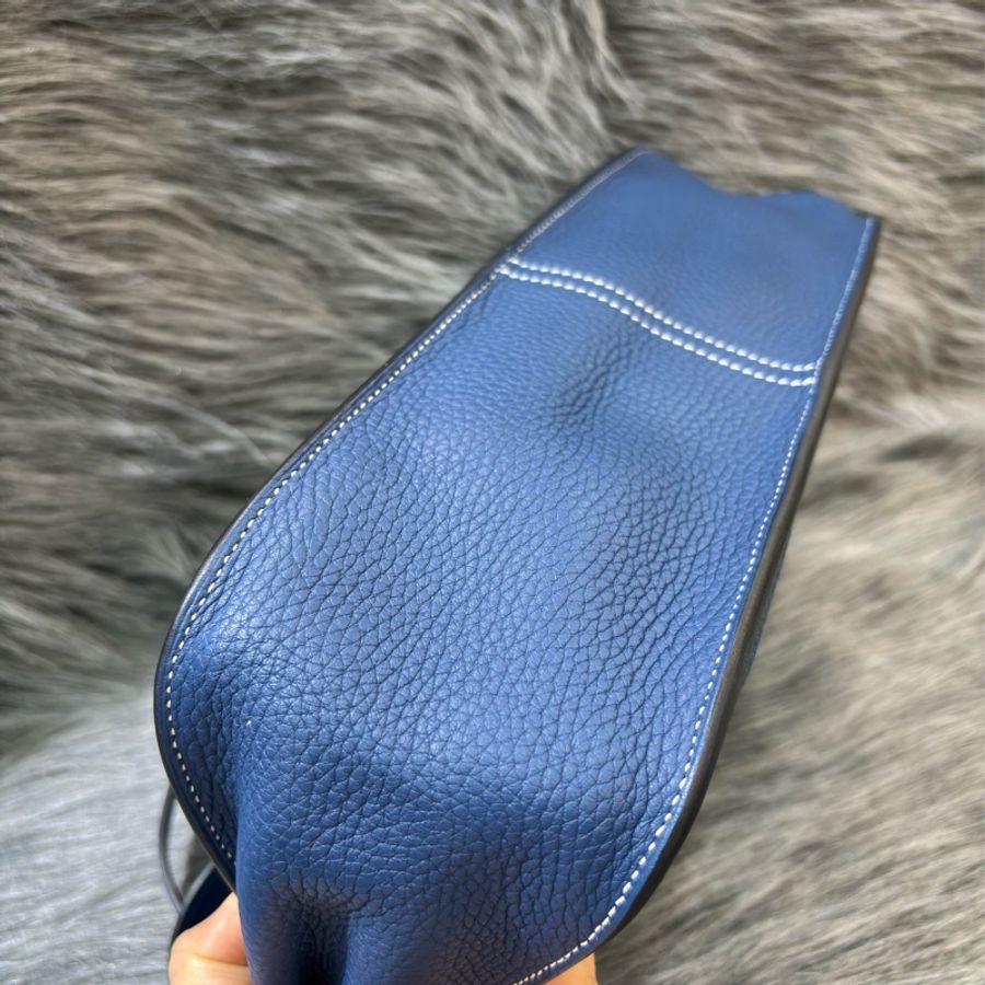 HERMES 藍色 牛皮 TC皮 金釦 Halzan 31 肩背 斜背 手提-10
