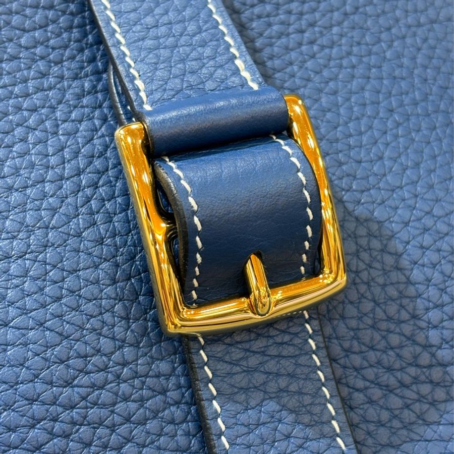 HERMES 藍色 牛皮 TC皮 金釦 Halzan 31 肩背 斜背 手提-29