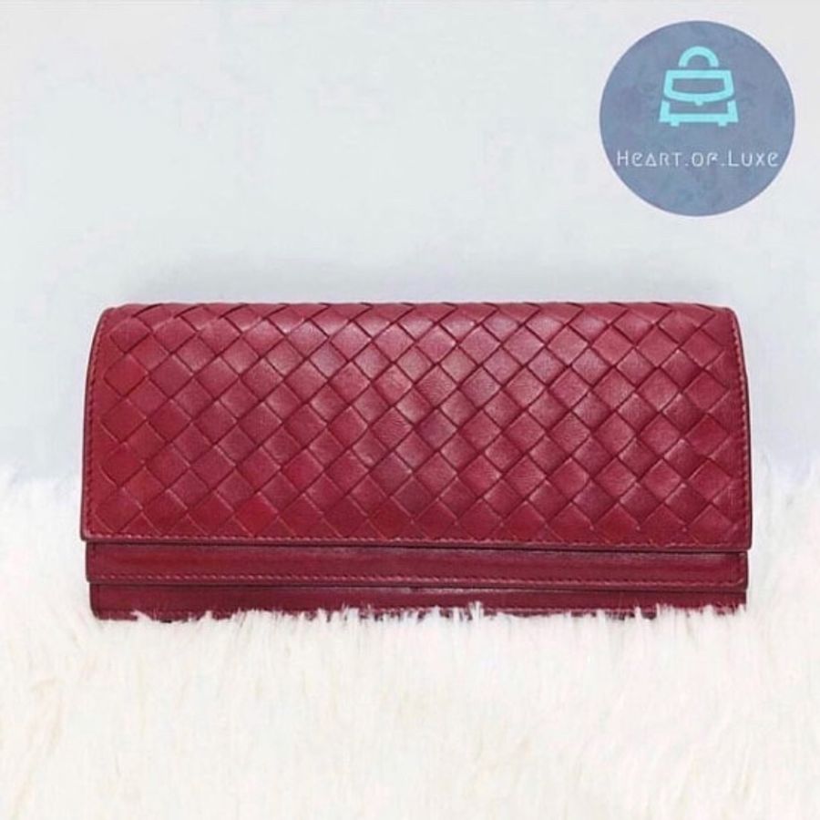 Bottega Veneta 寶緹嘉紅色長皮夾 Long Wallet Red-0