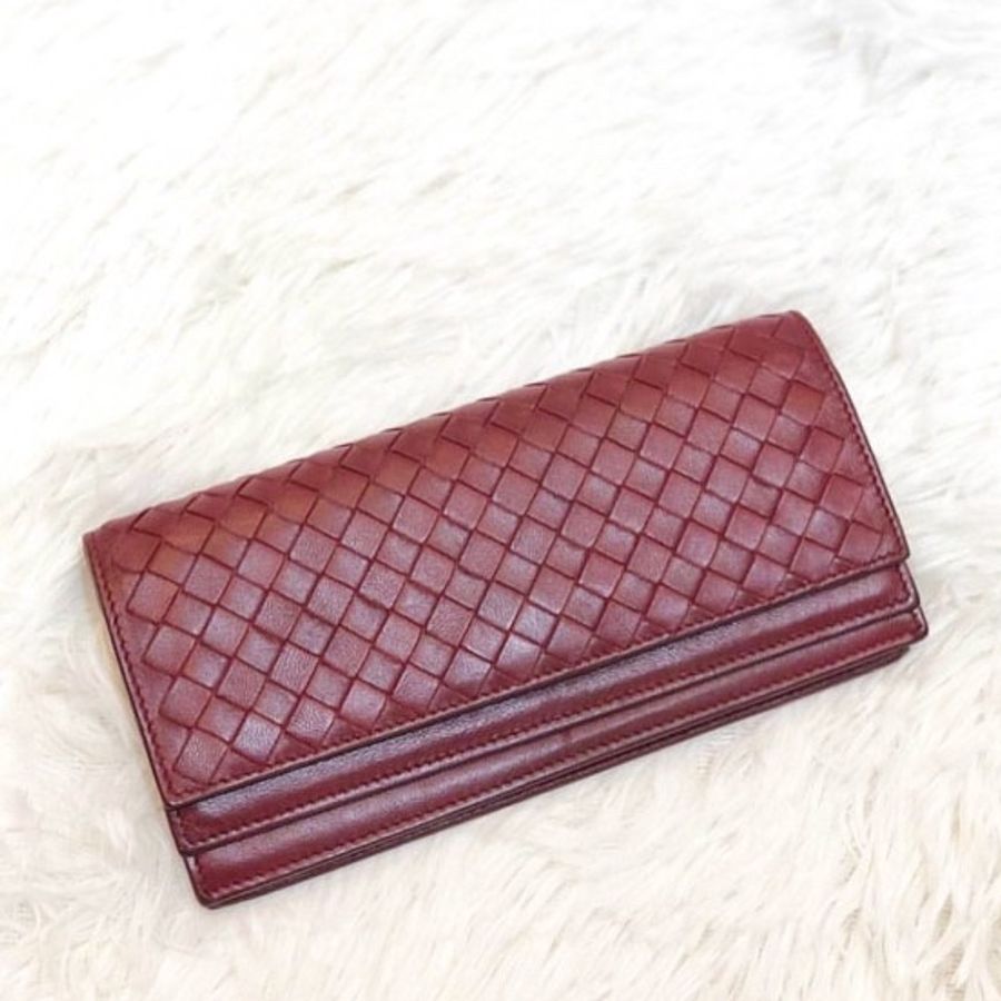 Bottega Veneta 寶緹嘉紅色長皮夾 Long Wallet Red-1