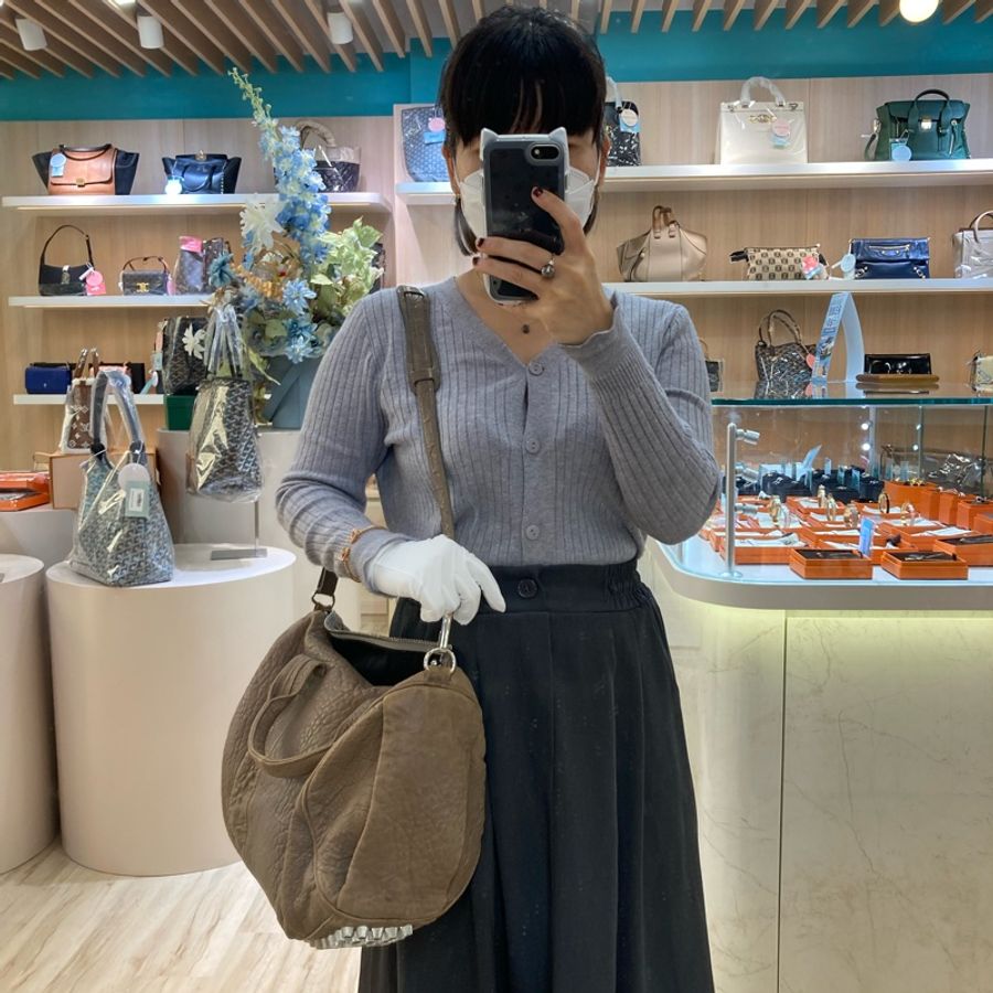 Alexander Wang 亞歷山大王小型鉚釘圓桶包 Rockie Small Grey-22