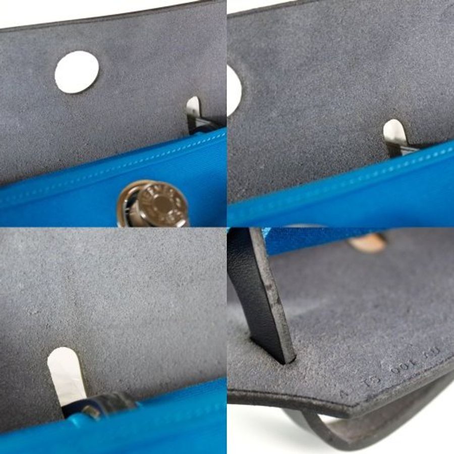 【巴黎站二手名牌專賣店】*現貨*HERMES 愛馬仕 真品*A刻HER BAG31藍帆布黑皮革手提肩背包-5