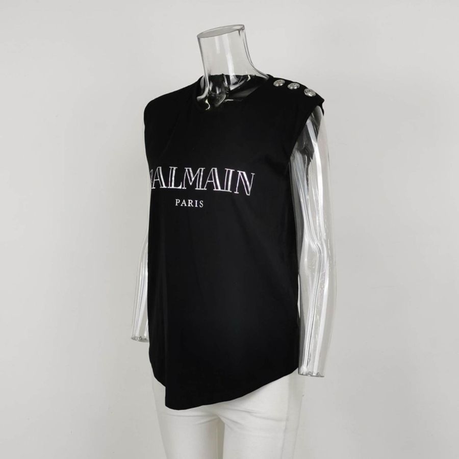 Balmain 純棉字母Logo無袖上衣38碼-1
