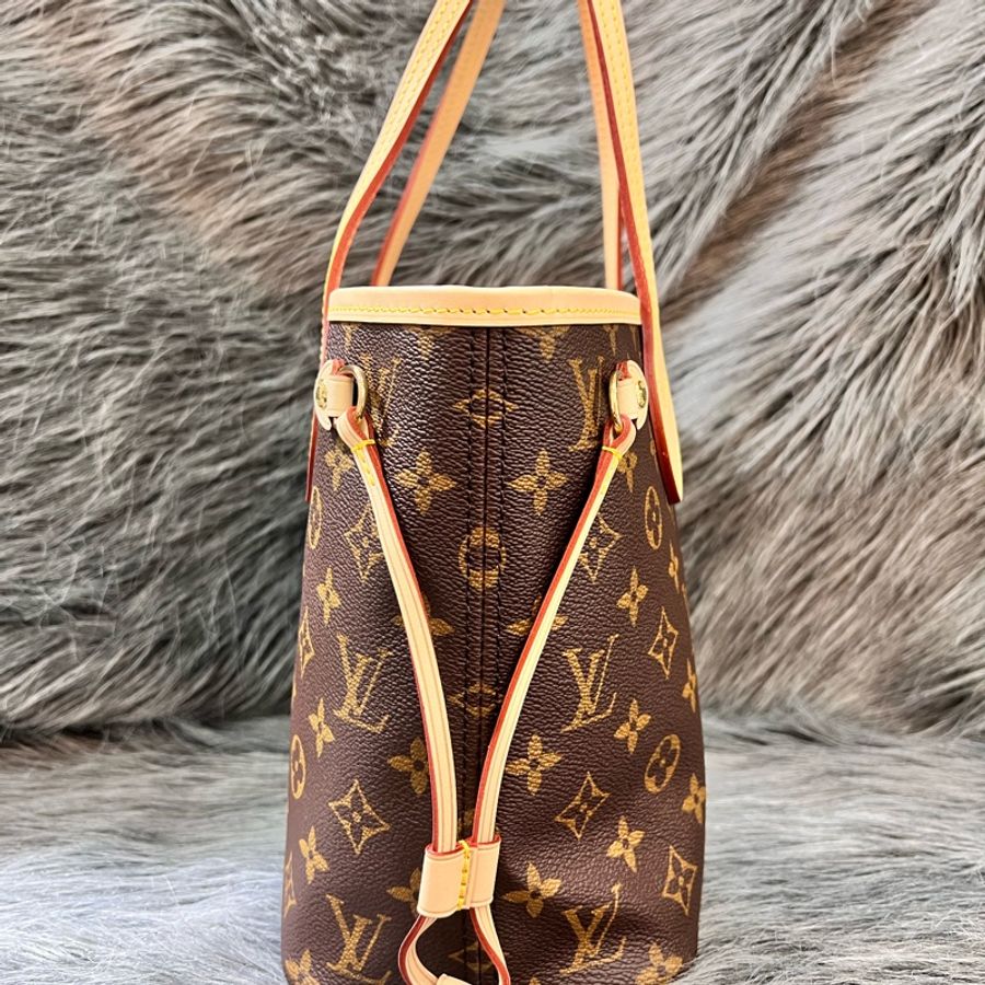 LV M41245 原花 老花 紫紅內裡 金釦 小號 Neverfull PM 托特包 購物包 手提包-1