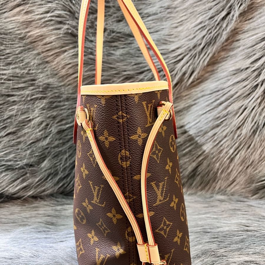 LV M41245 原花 老花 紫紅內裡 金釦 小號 Neverfull PM 托特包 購物包 手提包-3