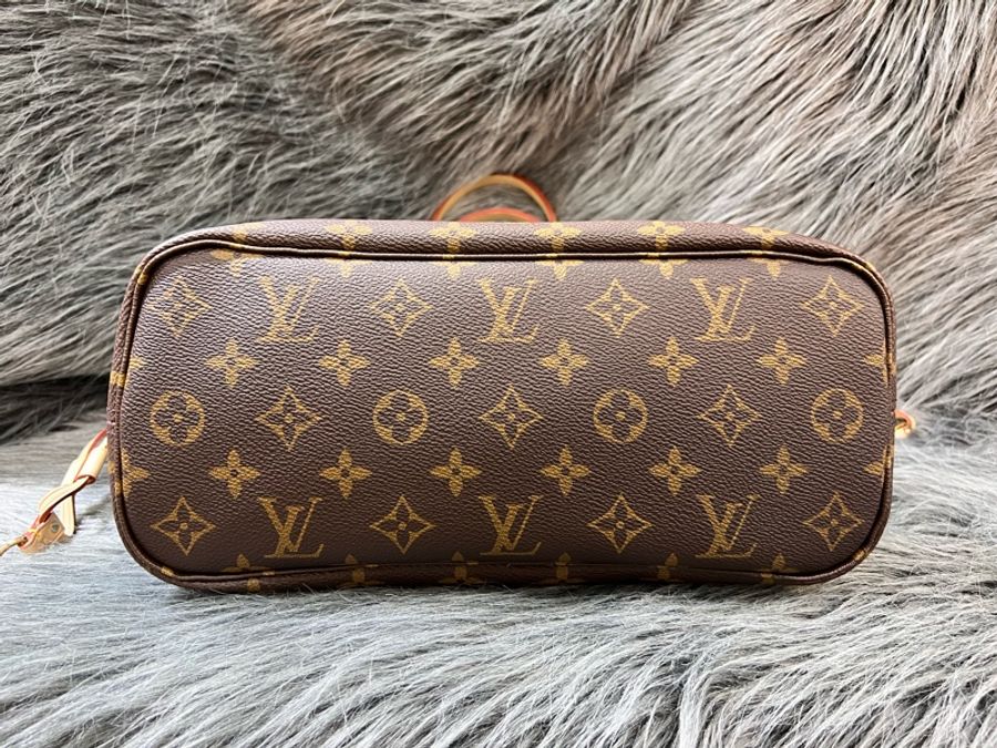 LV M41245 原花 老花 紫紅內裡 金釦 小號 Neverfull PM 托特包 購物包 手提包-4