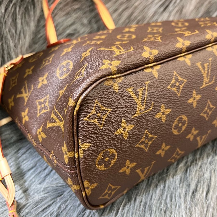 LV M41245 原花 老花 紫紅內裡 金釦 小號 Neverfull PM 托特包 購物包 手提包-8