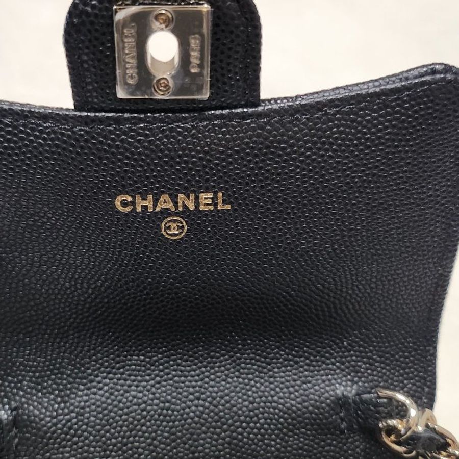 全新香奈兒Chanel荔枝雙C logo旋轉金扣迷你CF鏈包/ woc鏈條小包/ 錢包/ 晚宴包/ 斜背包~多功能皮包=迷你(方胖子+CF口蓋+WOC鍊帶包)的集合體-12