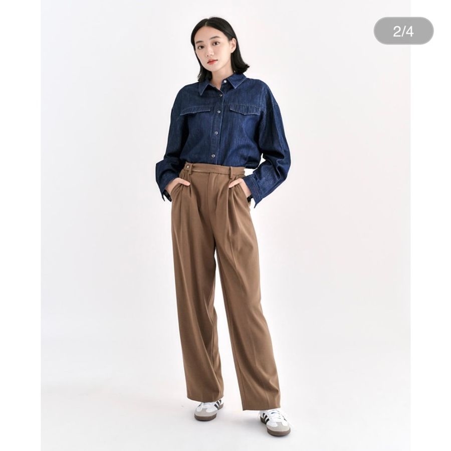 💯 正貨‼️【Intique】Button-up Sleeve Denim Shirt。精緻鈕扣牛仔/單寧襯衫-2