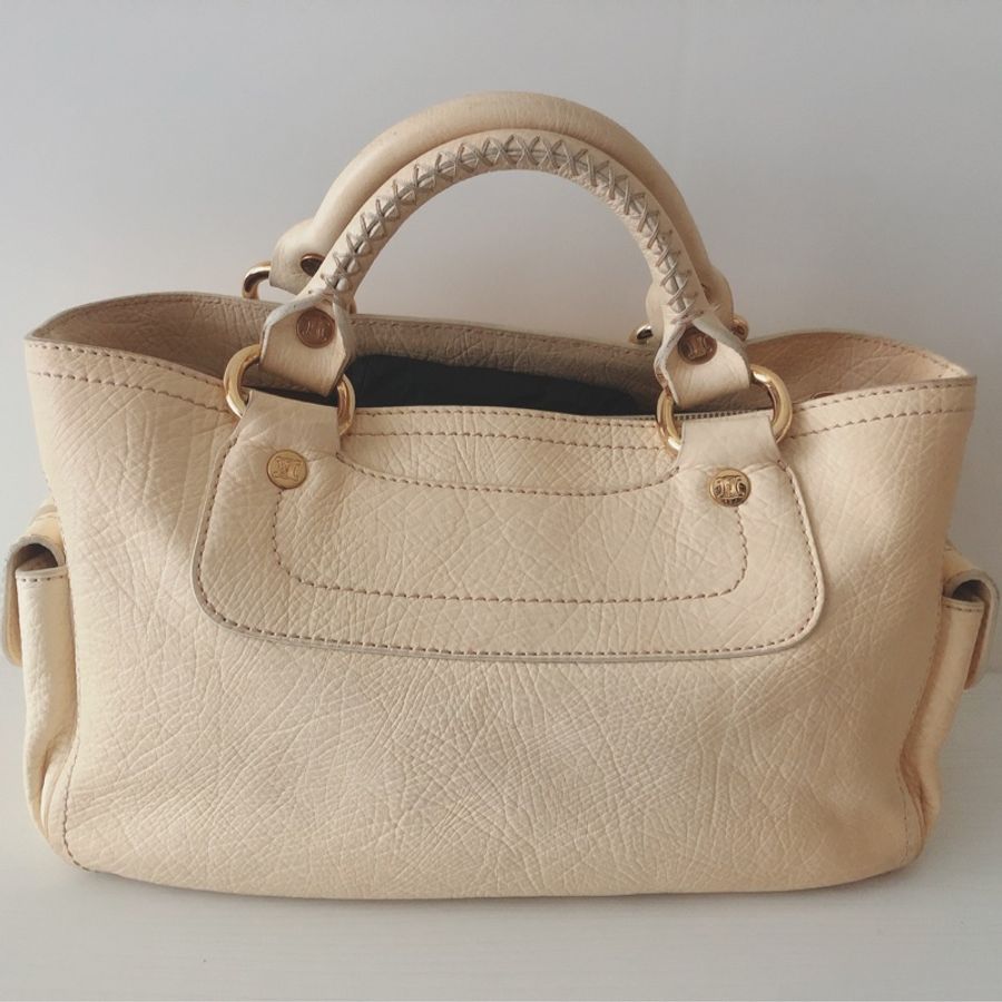 ［Vintage CELINE］Boogie Bag（米/金扣）-4
