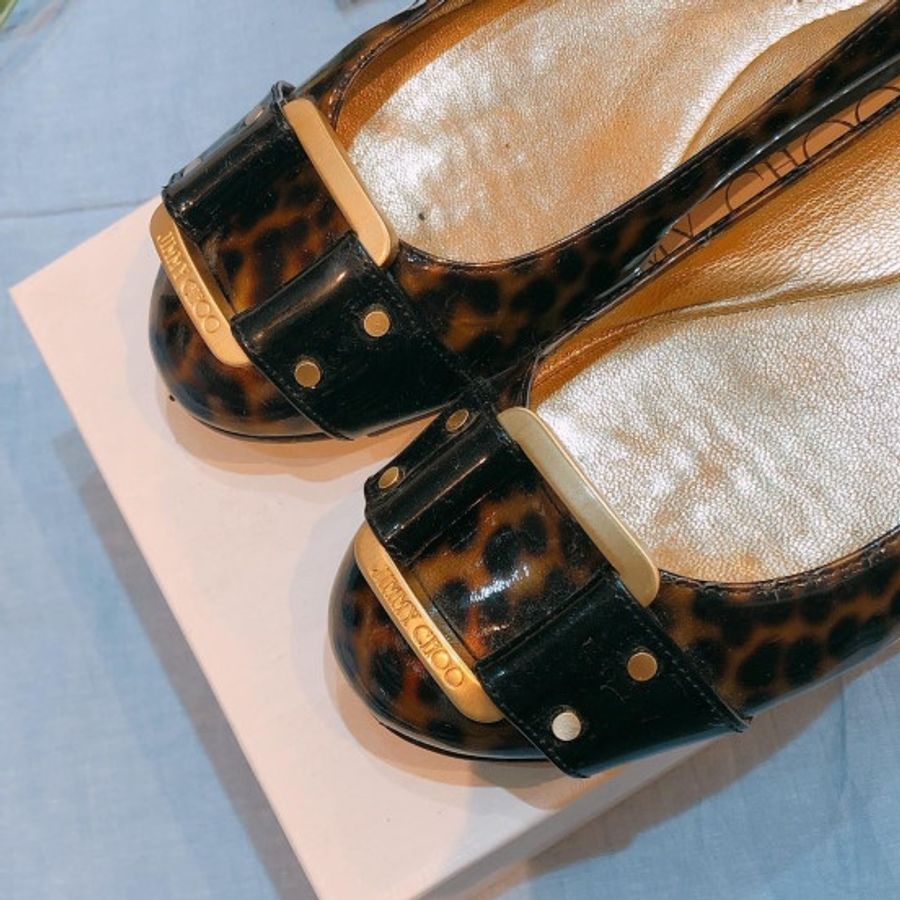 JIMMY CHOO LEOPARD FLATS平底鞋 38.5-1