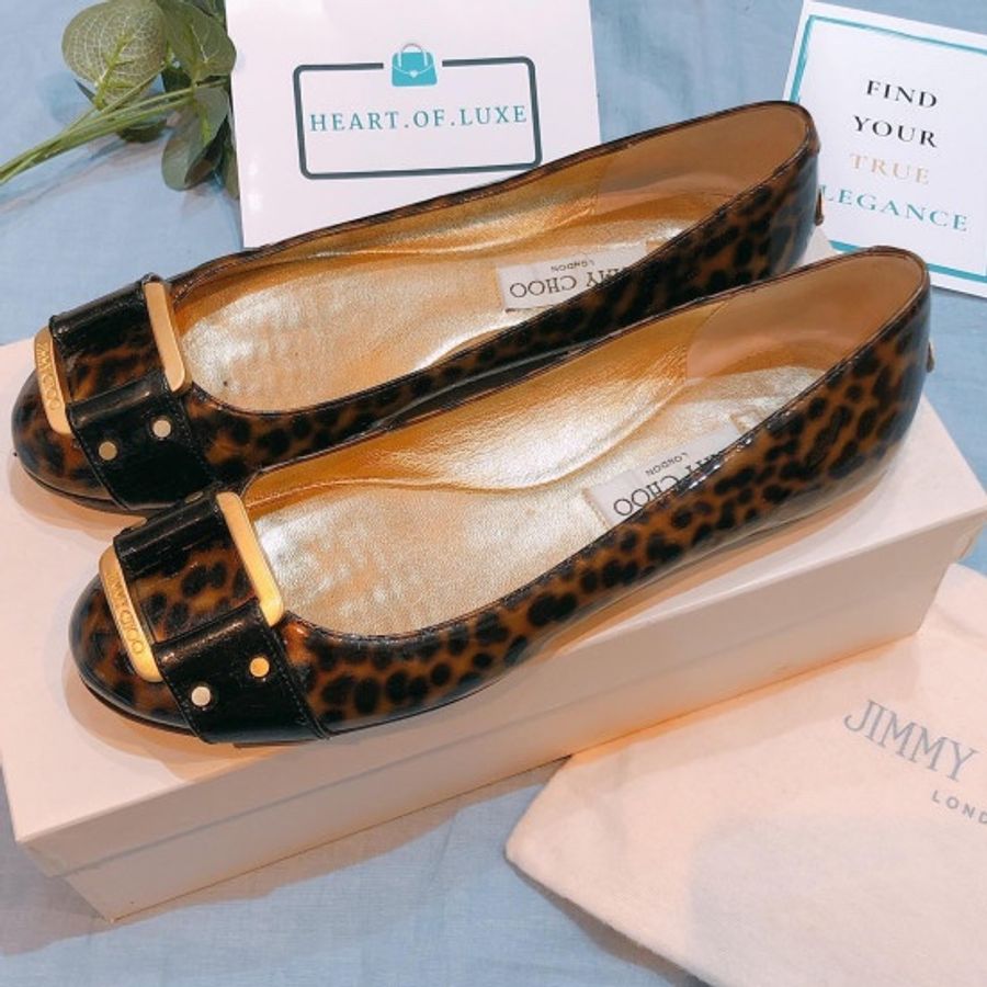 JIMMY CHOO LEOPARD FLATS平底鞋 38.5-2