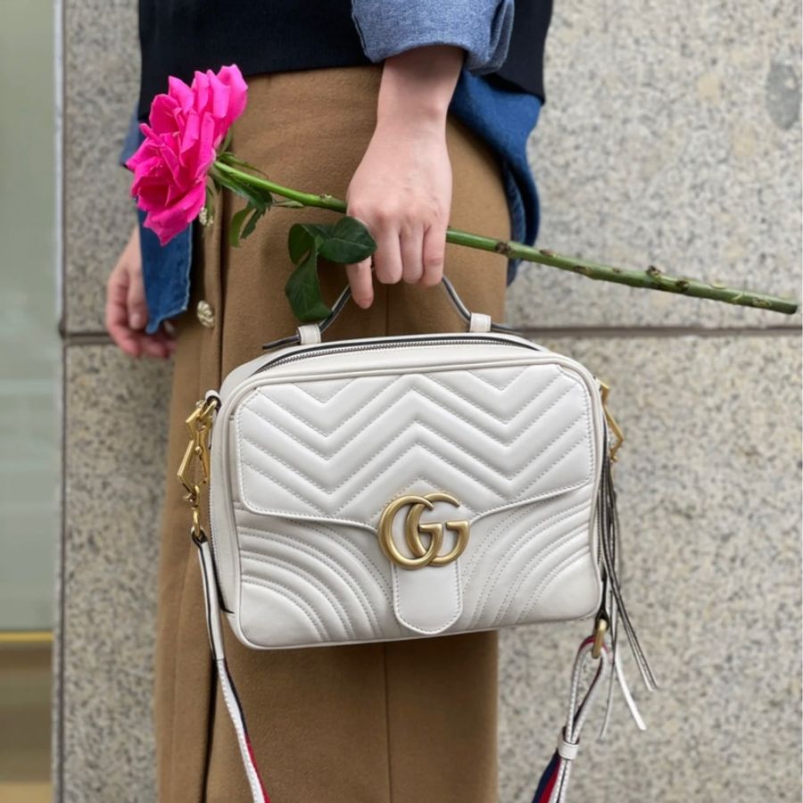 Gucci marmont 手提寬版背帶相機包-16