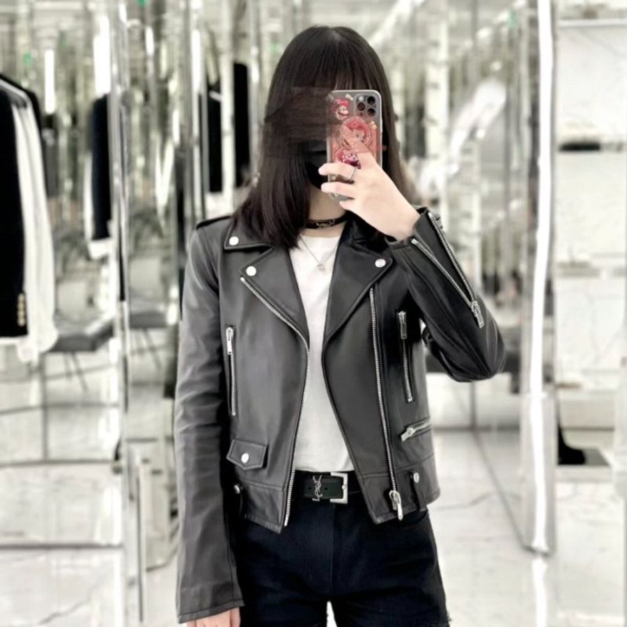 Saint Laurent 女款 481862 YSL 小羊皮騎士外套 黑色 FR38/40 購買請告知所需尺寸《春季特賣》-2