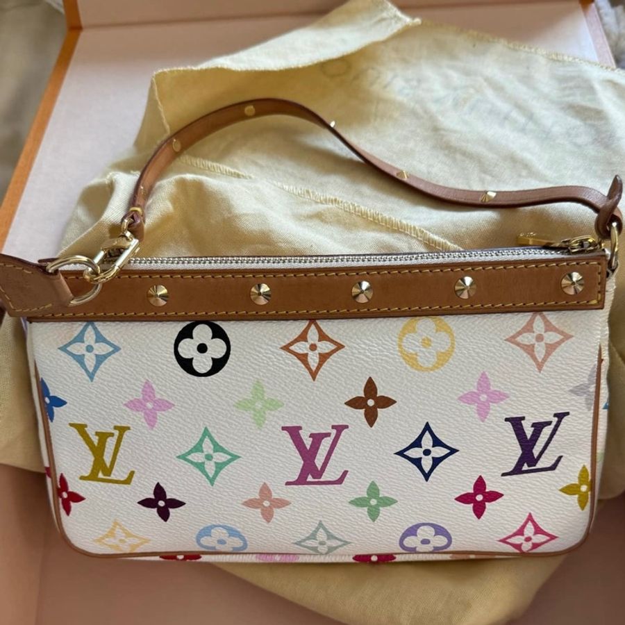 ［Vintage LV］村上隆手拿包_白彩-5