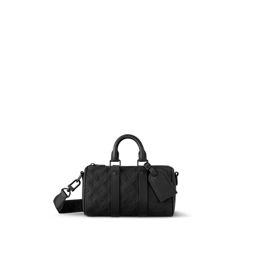 LV Keepall Bandoulière 25 荔枝皮 斜背包 壓紋 黑色 白色 綠色-0