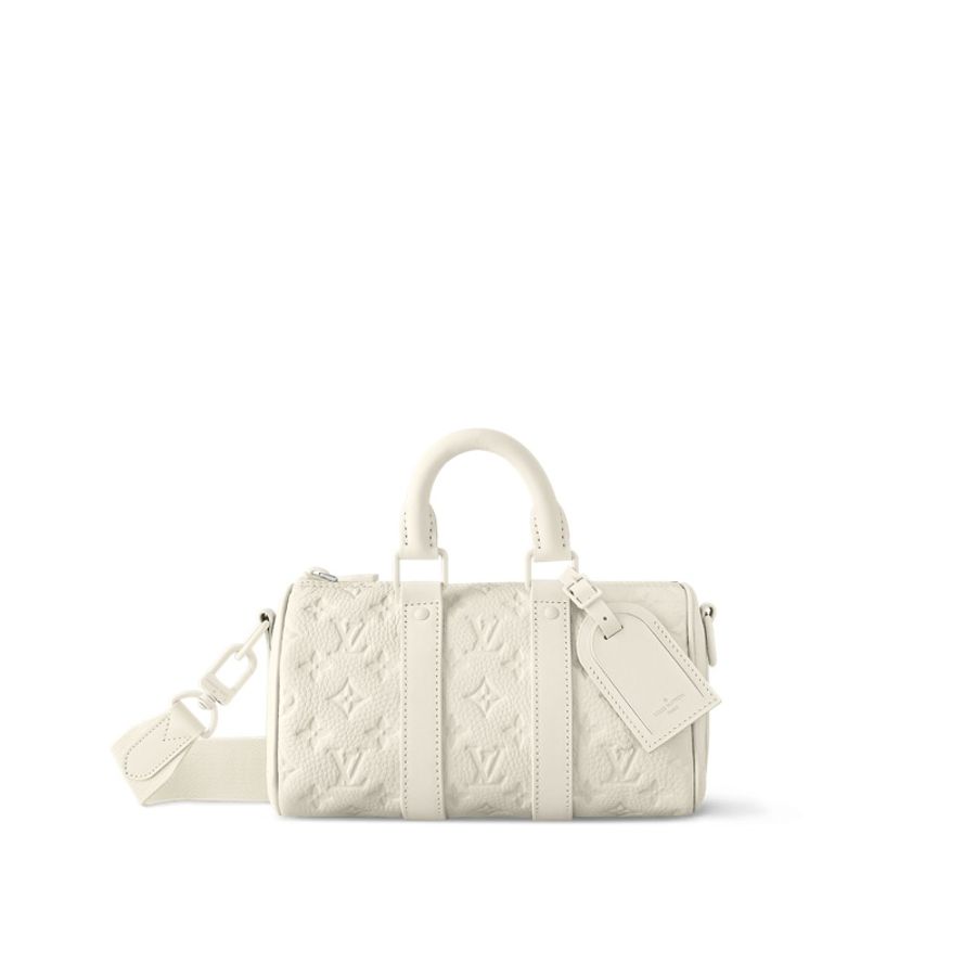LV Keepall Bandoulière 25 荔枝皮 斜背包 壓紋 黑色 白色 綠色-2