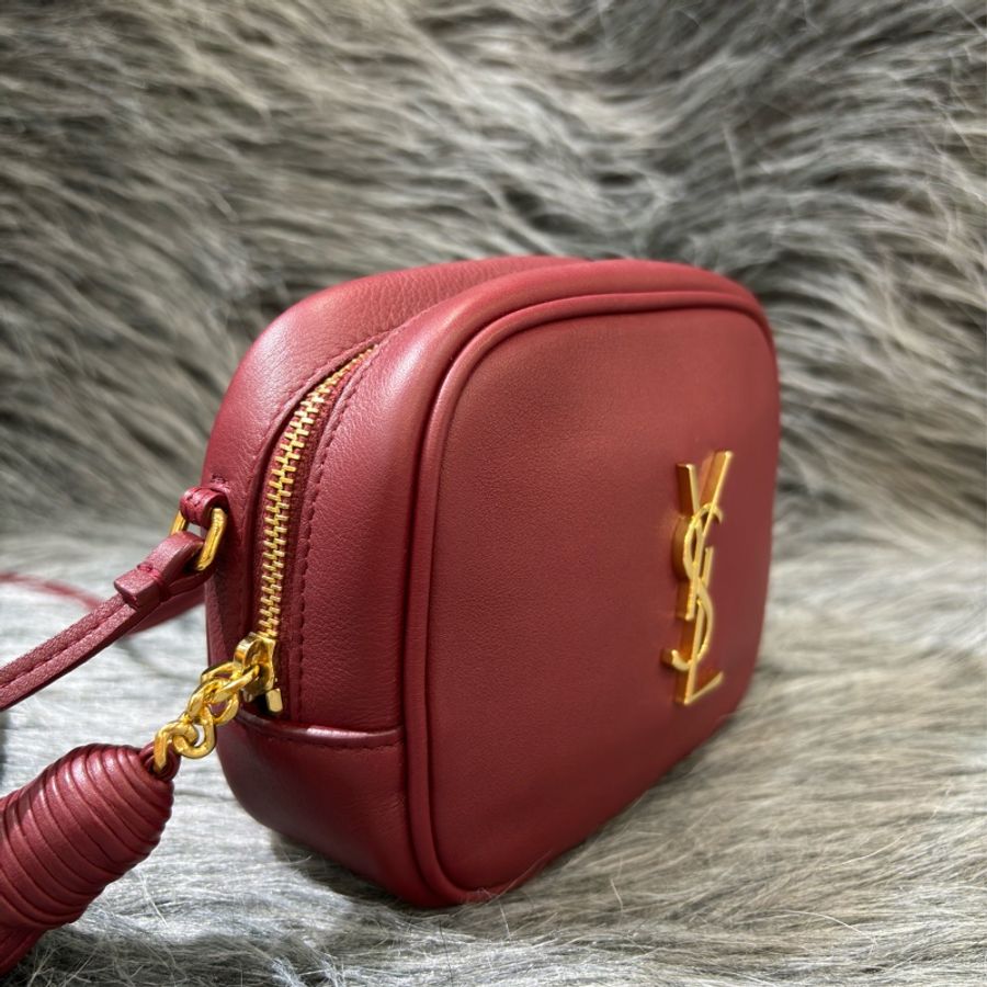 YSL 425317 酒紅 金釦 流蘇 廢包 方包 斜背包 流蘇包 相機包-11