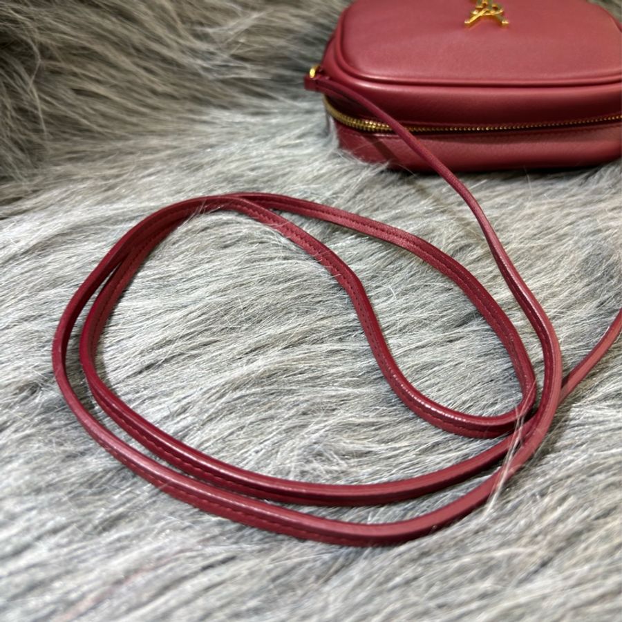 YSL 425317 酒紅 金釦 流蘇 廢包 方包 斜背包 流蘇包 相機包-18