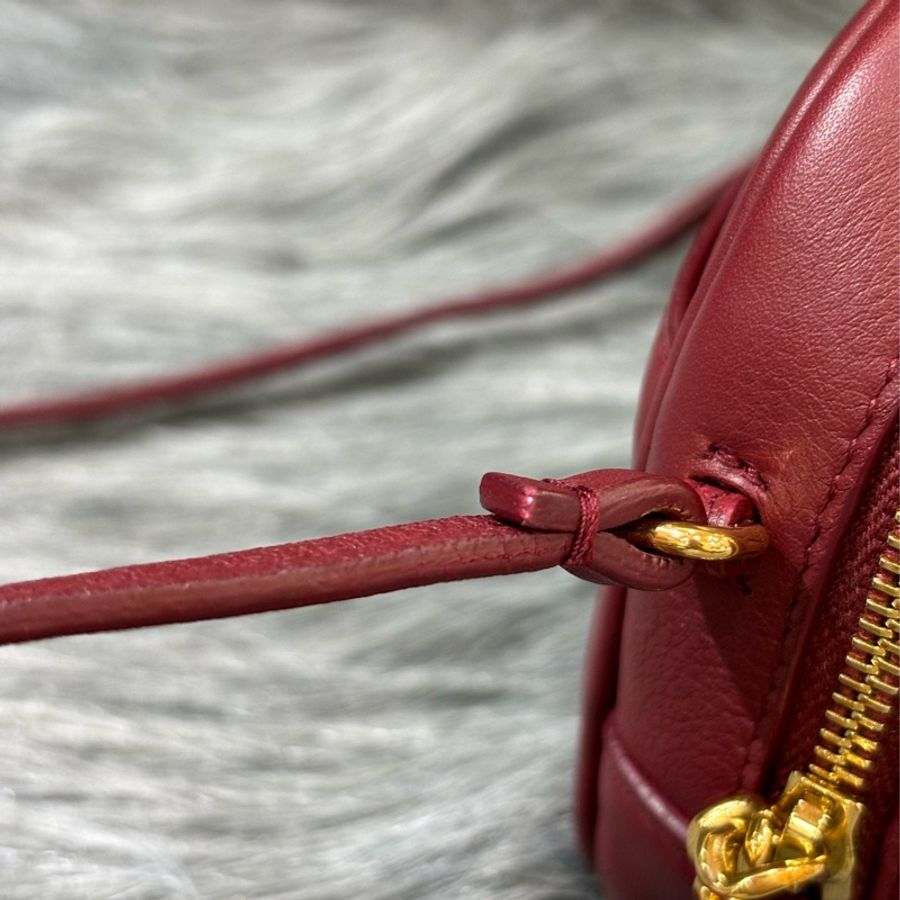 YSL 425317 酒紅 金釦 流蘇 廢包 方包 斜背包 流蘇包 相機包-20
