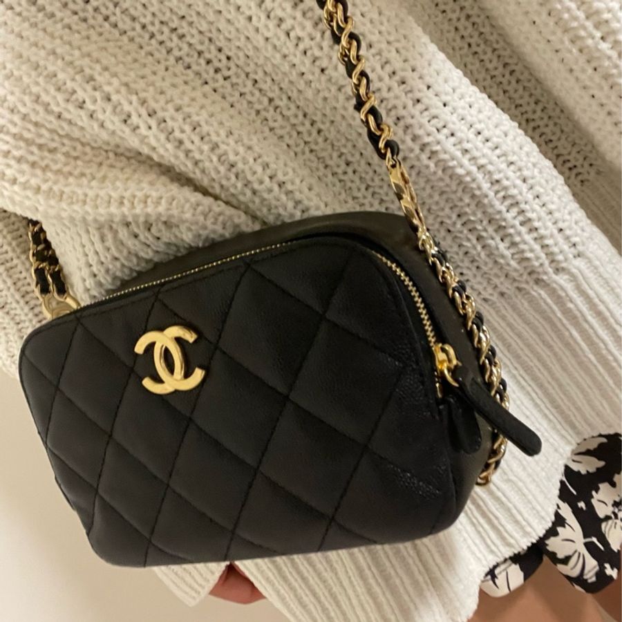 全新台灣專櫃購入CHANEL香奈兒 迷你相機包 黑金鏈 雙C鏈 全配有購證 全新晶片款-2