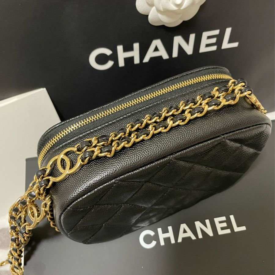 全新台灣專櫃購入CHANEL香奈兒 迷你相機包 黑金鏈 雙C鏈 全配有購證 全新晶片款-16
