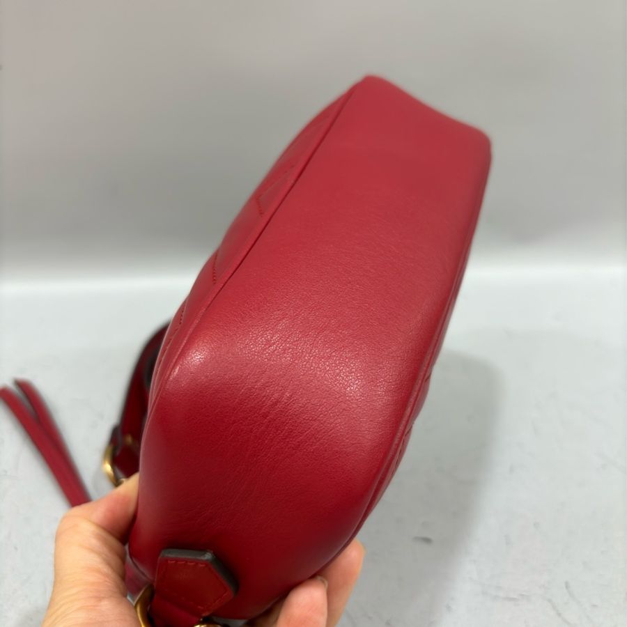 GUCCI 448065 紅色 牛皮 金鍊 GG MARMONT MINI 相機包-8