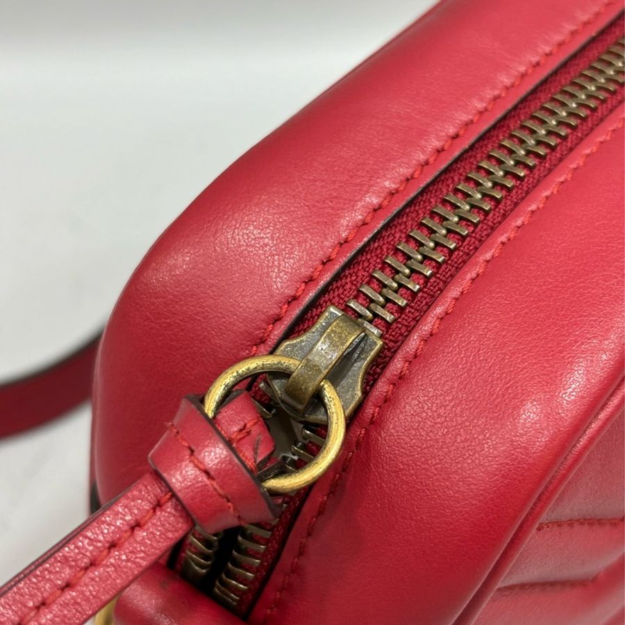 GUCCI 448065 紅色 牛皮 金鍊 GG MARMONT MINI 相機包-26
