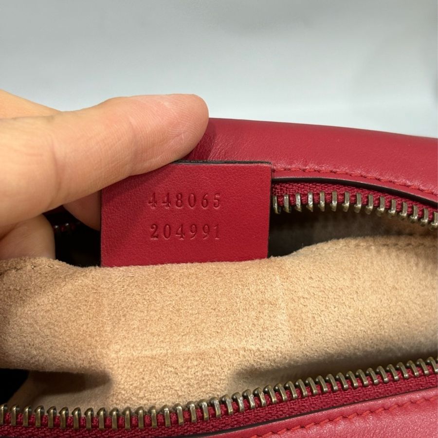 GUCCI 448065 紅色 牛皮 金鍊 GG MARMONT MINI 相機包-29
