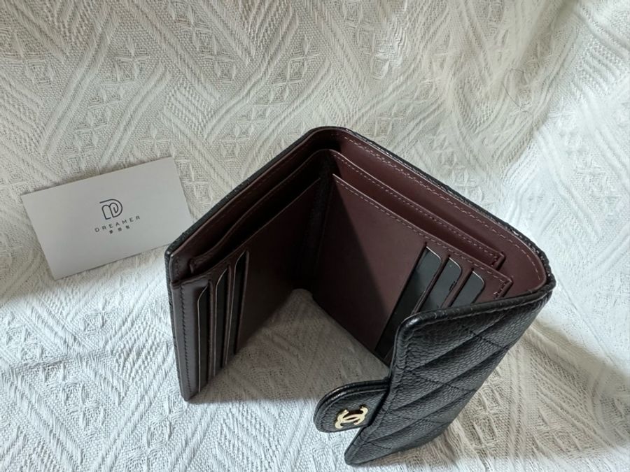 Chanel 金扣銀包皮夾-9