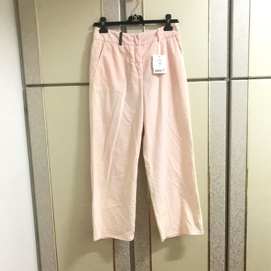 46)義大利萬元精品Peserico水蜜桃漸變色棉絨美褲 42號M-L適穿-0