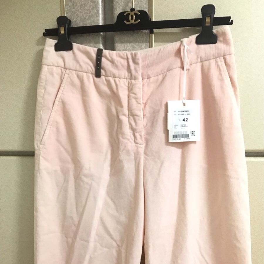 46)義大利萬元精品Peserico水蜜桃漸變色棉絨美褲 42號M-L適穿-6