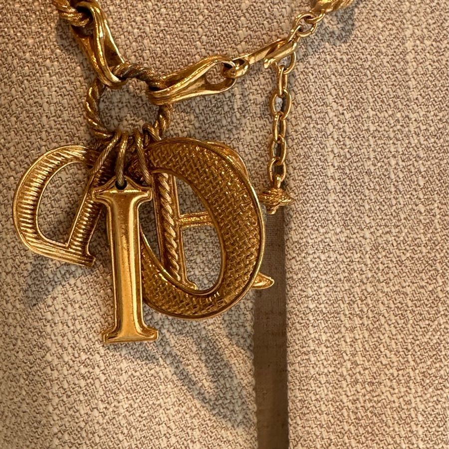 Dior Vintage 金色Logo造型腰鏈項鏈-4
